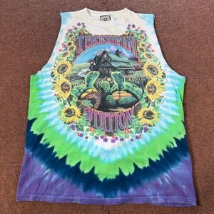 Vintage Liquid Blue Grateful Dead Terrapin Station Tie Dye Muscle Tee 1999 Large